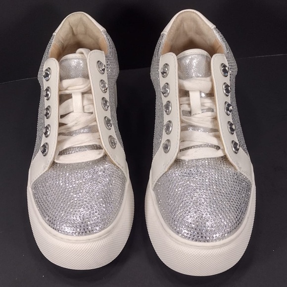 Alex Marie Shoes - Alex Marie Silver and White High-Top Sneakers size 5 pre owned Exellent cond